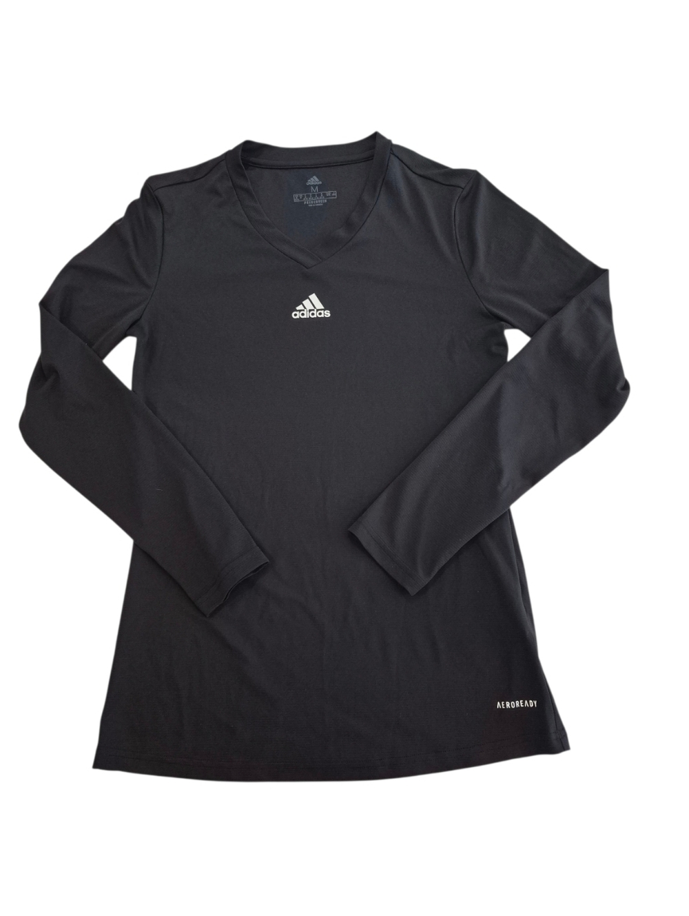 Adidas AEROREADY Black Long Sleeve V Neck Primegreen Training Tee Top Medium